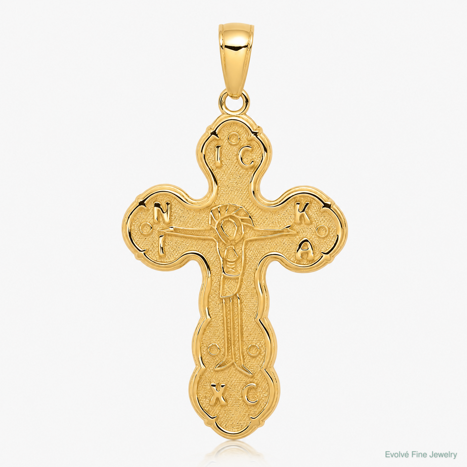 14k Satin Crucifix Pendant - Lifestyle View