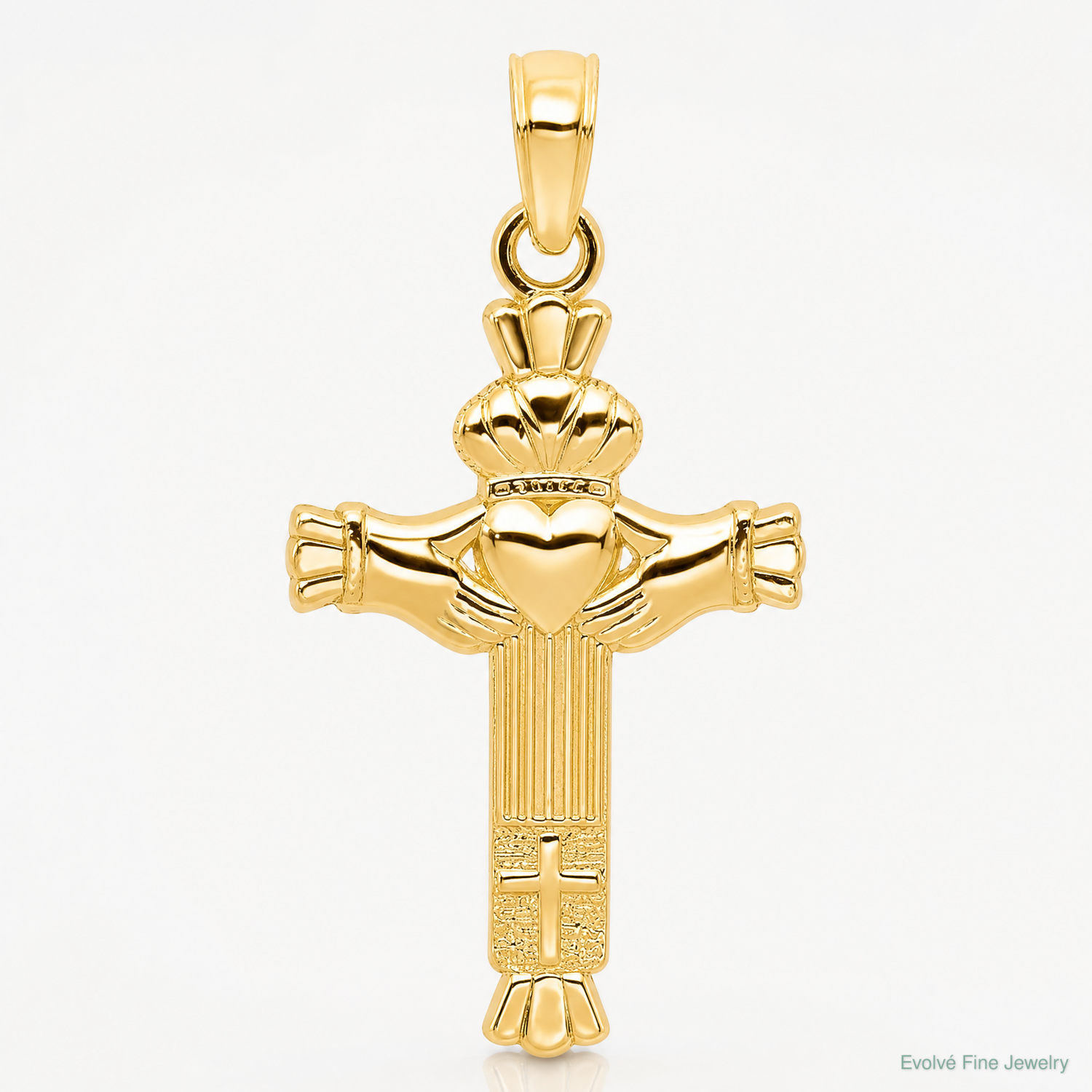 14k Claddagh Cross Charm - Lifestyle View