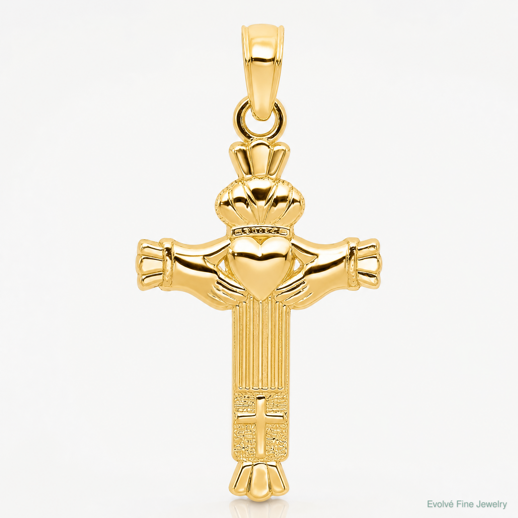 14k Claddagh Cross Charm - Lifestyle View