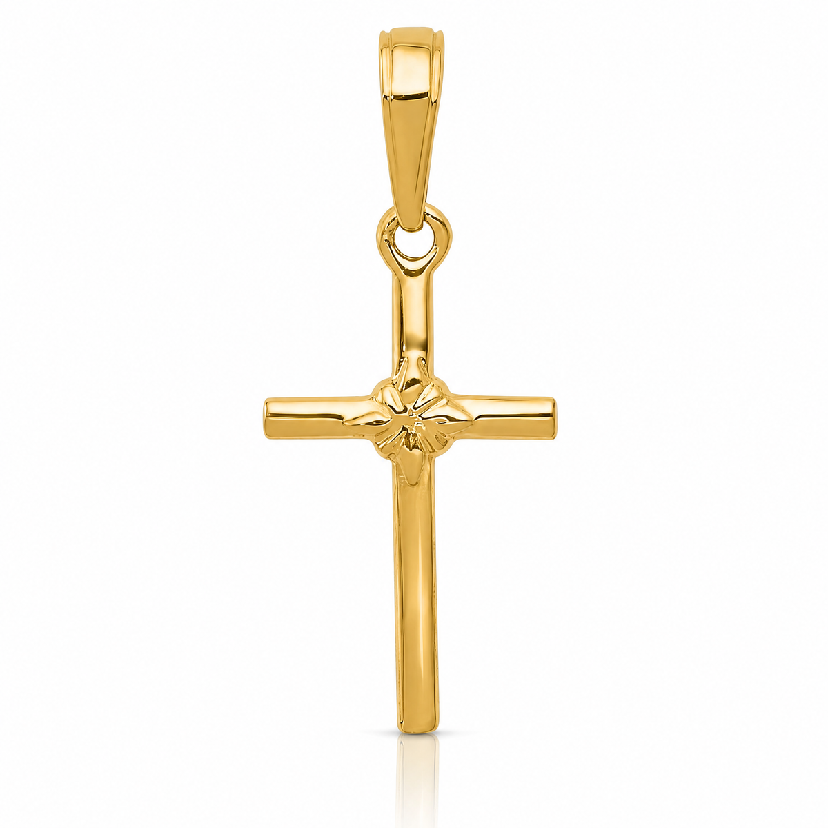 14k Polished Cross Charm - Lifestyle View