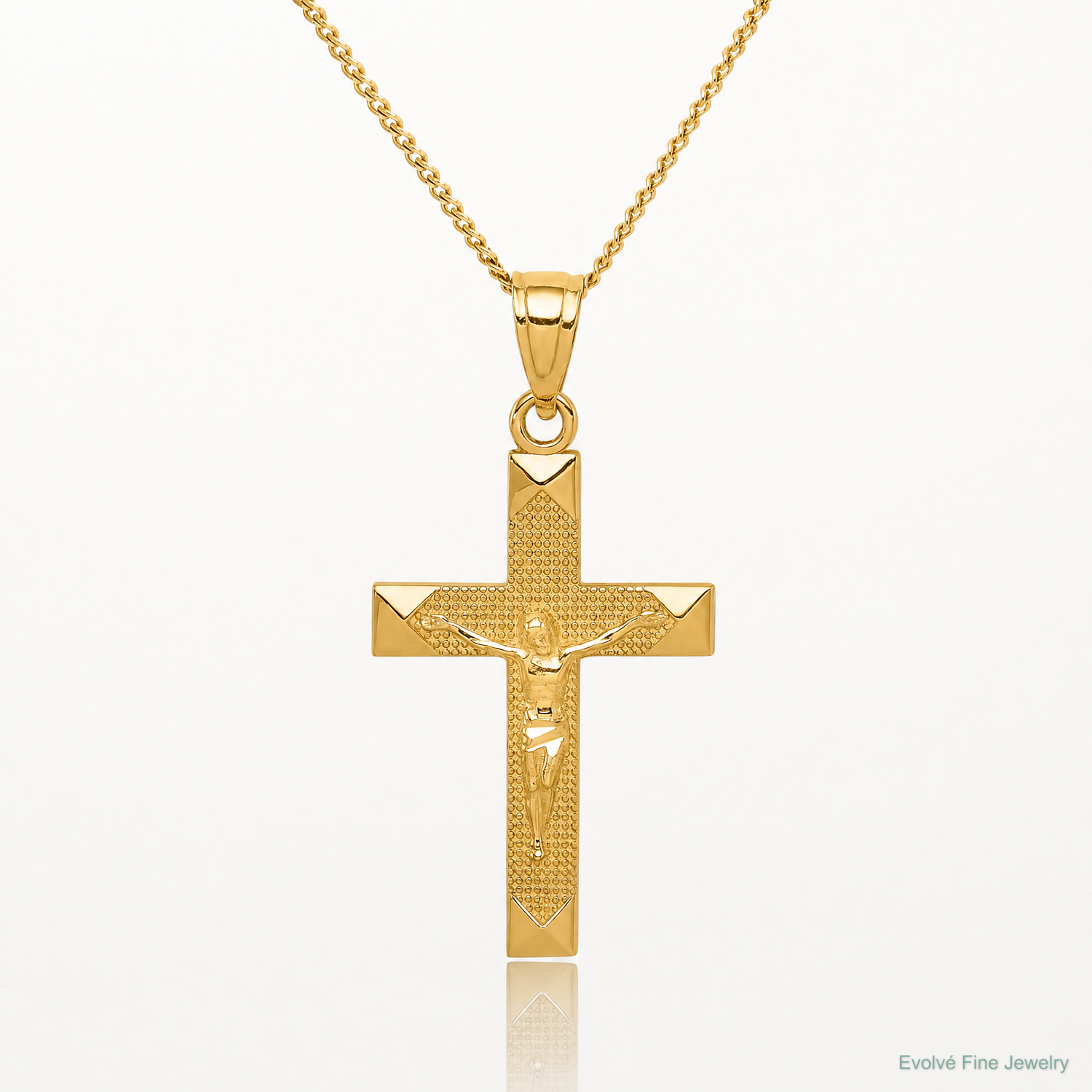 14k Diamond-cut Crucifix Pendant - Lifestyle View