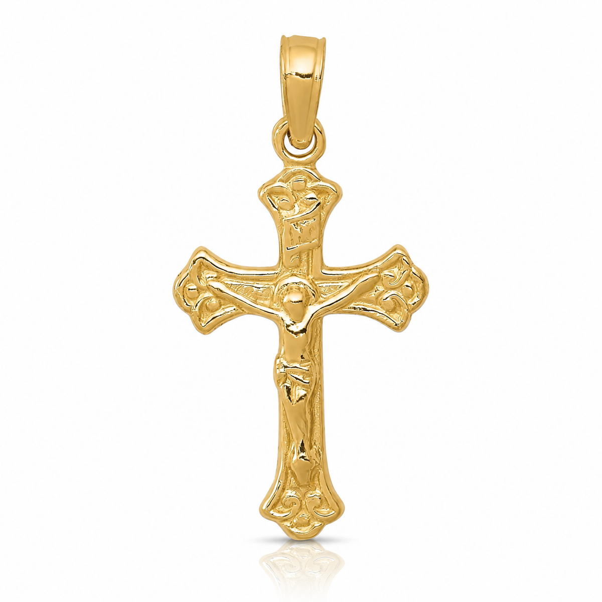 14k INRI Crucifix Charm - Lifestyle View