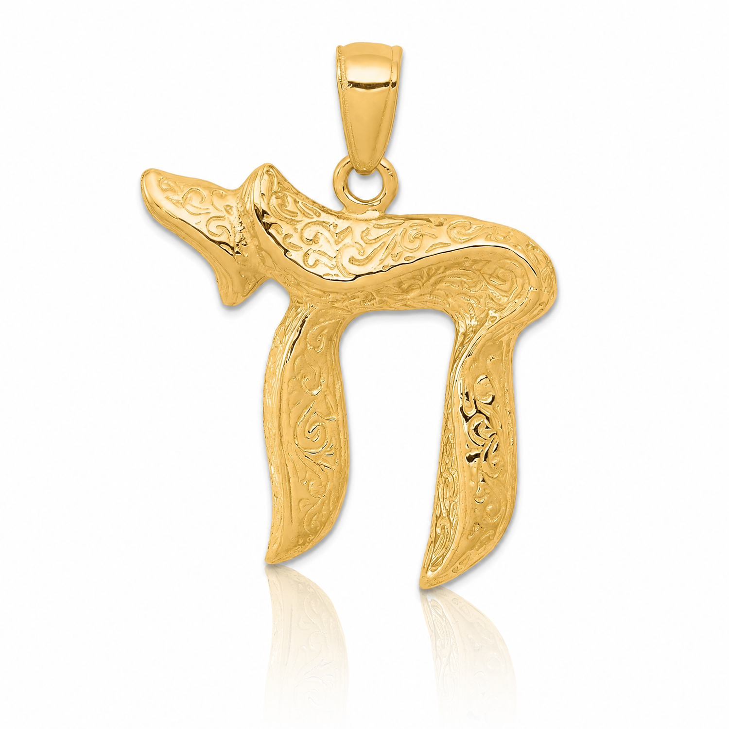 14K Jewish Chai (Long Life) Pendant - Lifestyle View