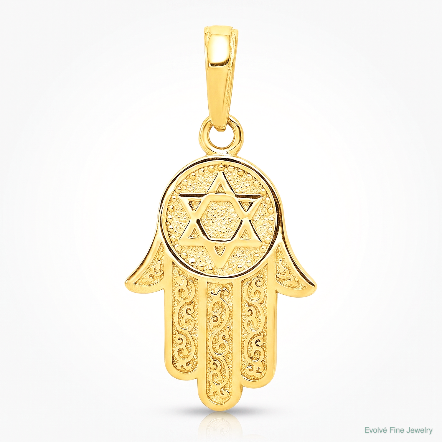 14k Jewish Hand of God w/Star of David Pendant - Lifestyle View