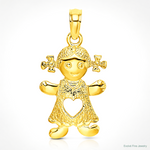 14k Playful Girl w/Cut Out Heart Charm - Lifestyle View