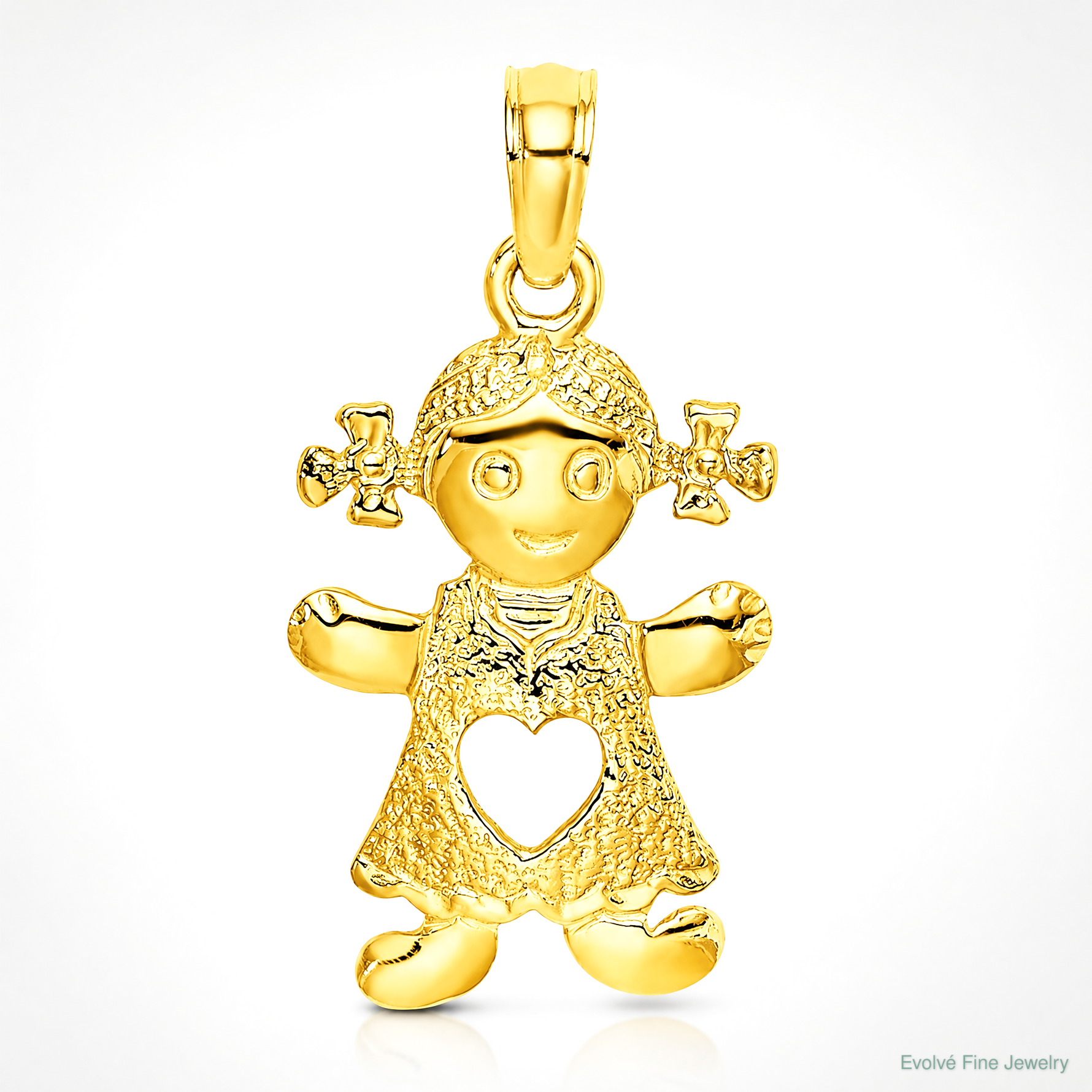 14k Playful Girl w/Cut Out Heart Charm - Lifestyle View