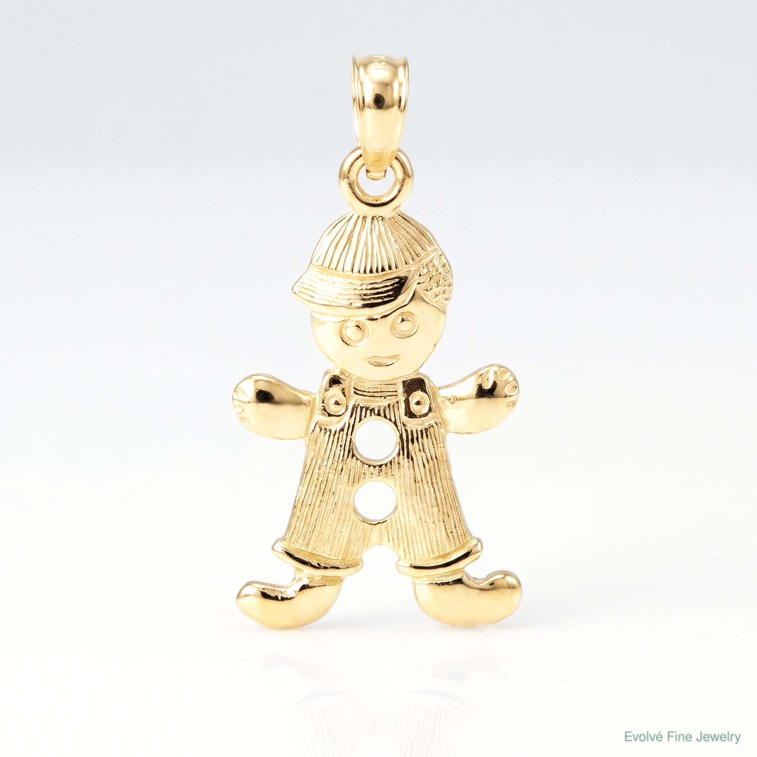 14k Playful Boy w/Cut Out Buttons Charm - Lifestyle View