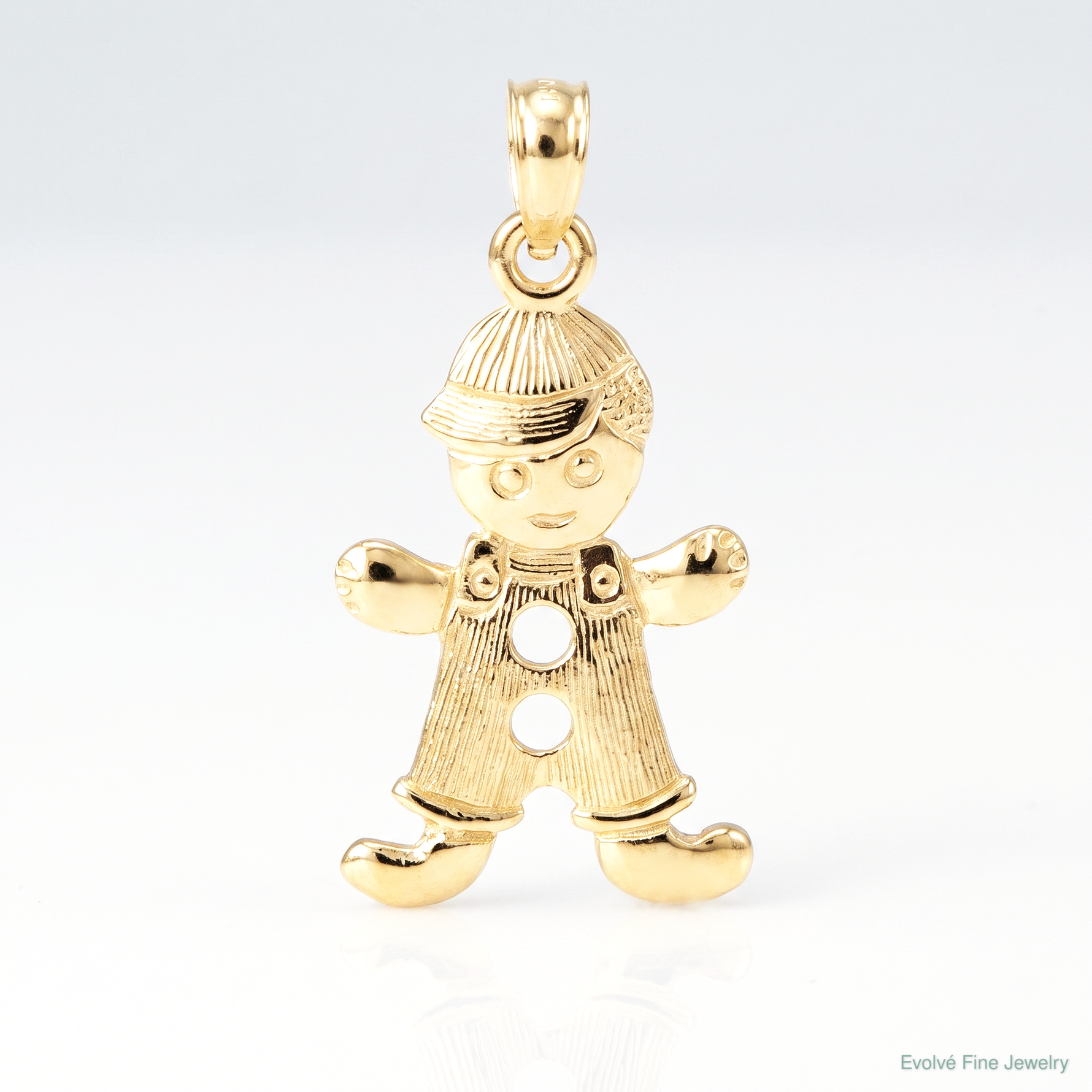 14k Playful Boy w/Cut Out Buttons Charm - Lifestyle View
