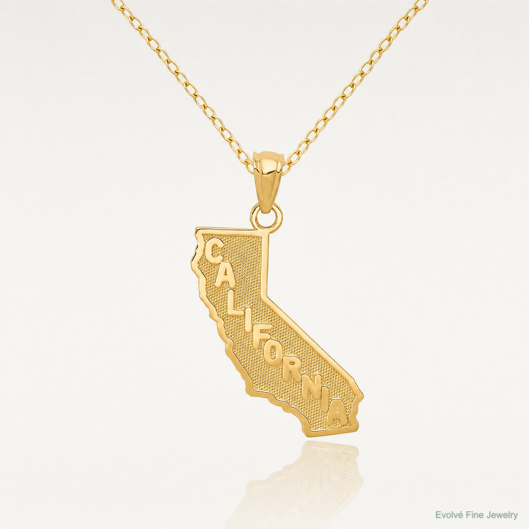 14k CALIFORNIA State Map Pendant - Lifestyle View