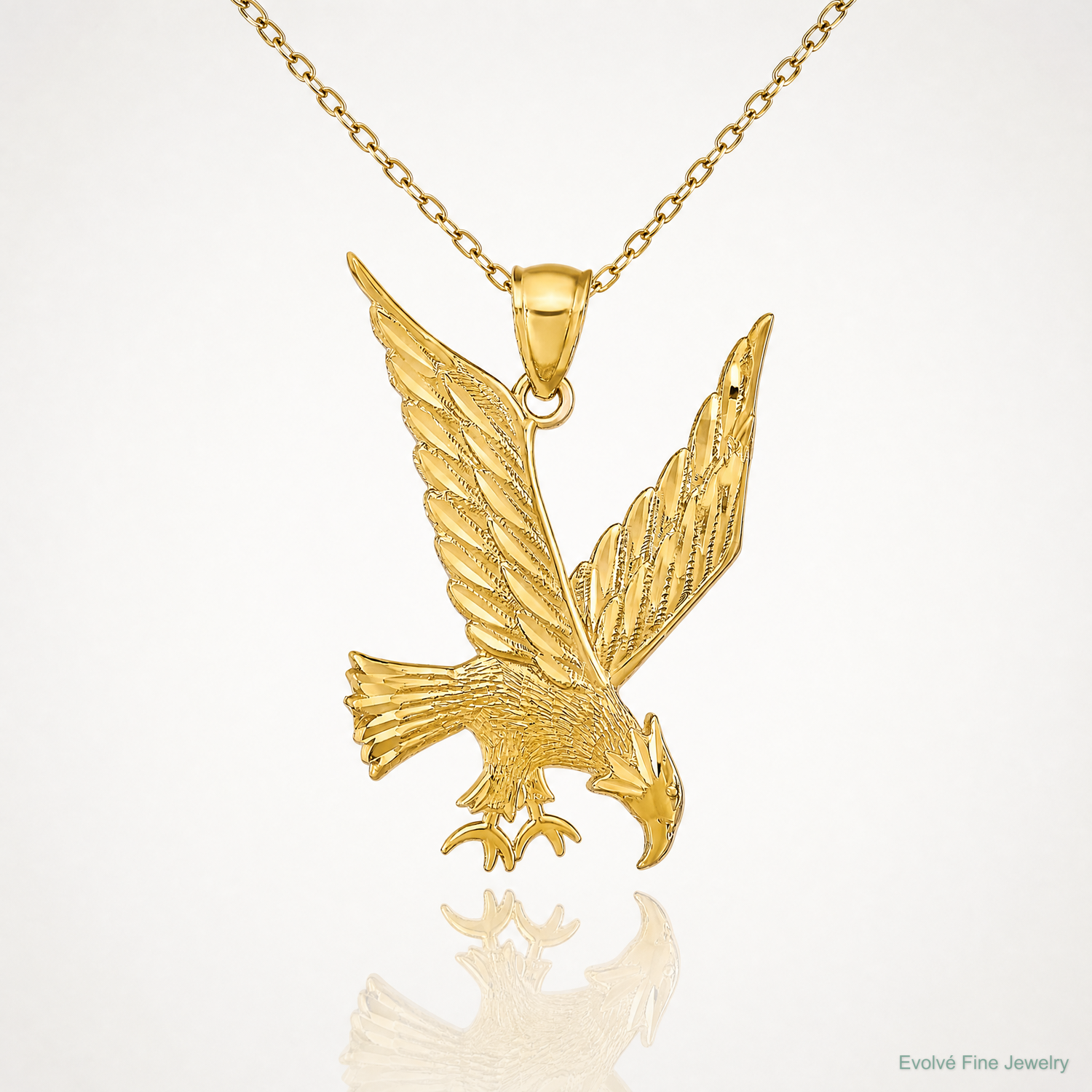 14k Diamond-cut Eagle Pendant - Lifestyle View