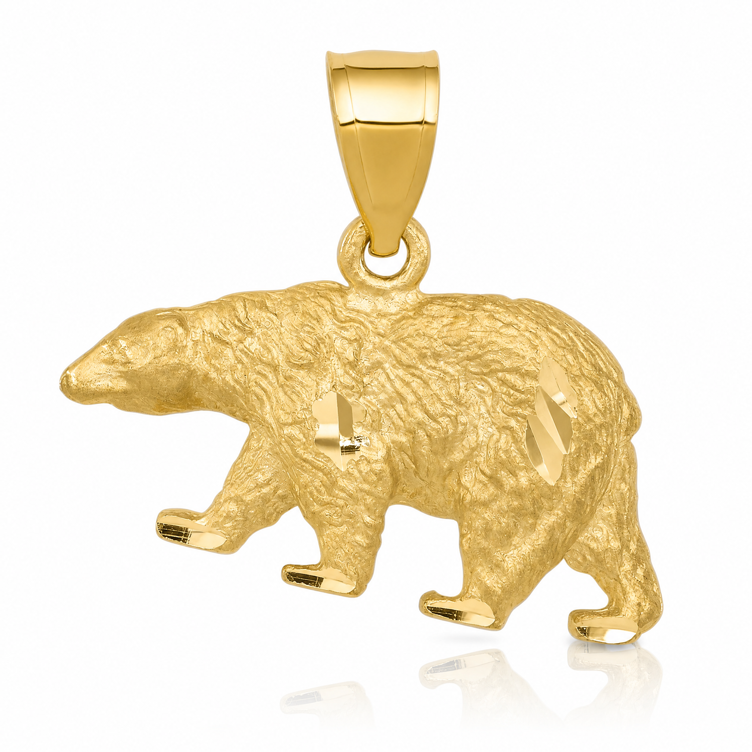 14K Diamond-cut Bear Pendant - Lifestyle View