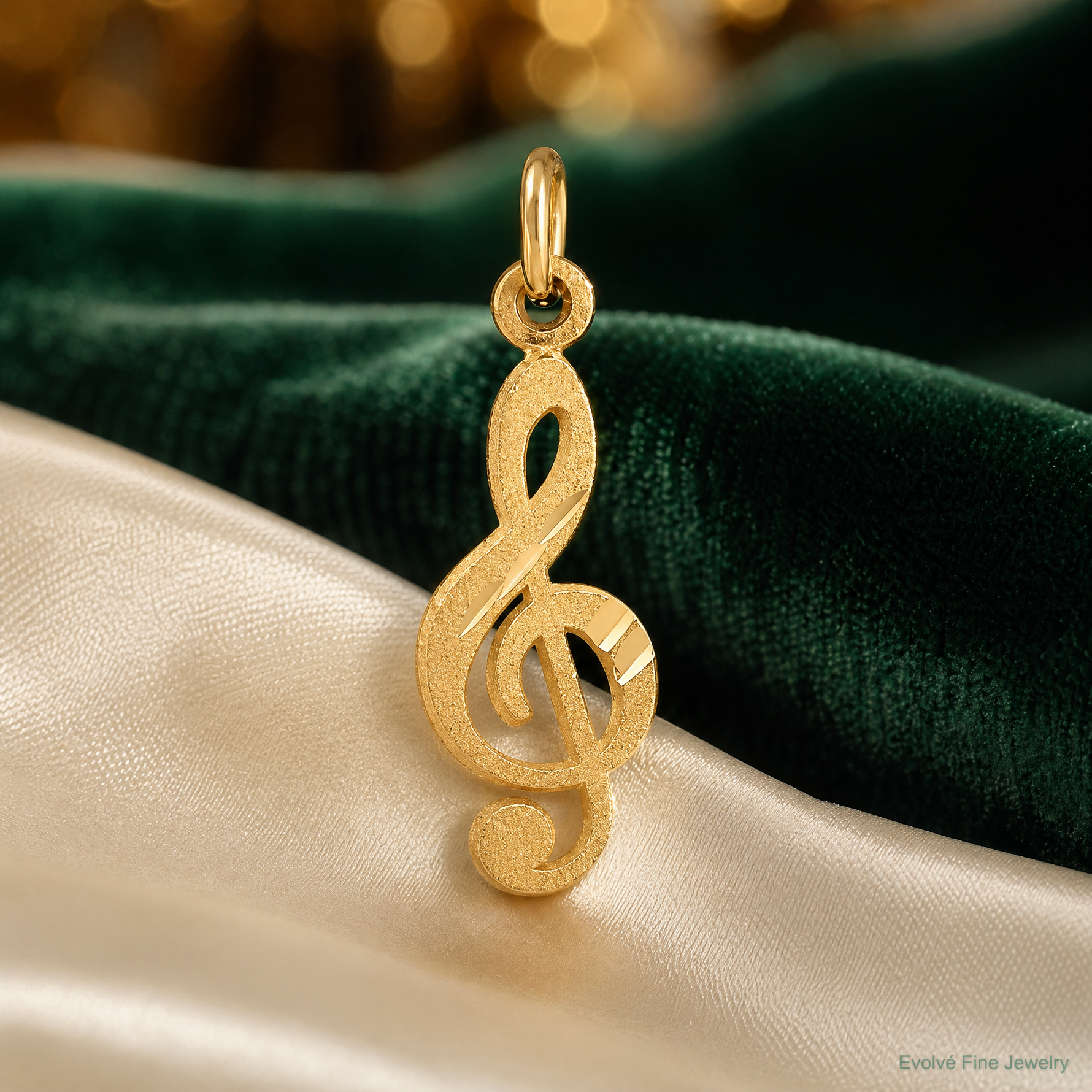 14k Treble Clef Charm - Lifestyle View