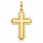 14K Lace Trim Cross Pendant - Lifestyle View