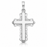 14K White Gold Lace Trim Cross Pendant - Lifestyle View