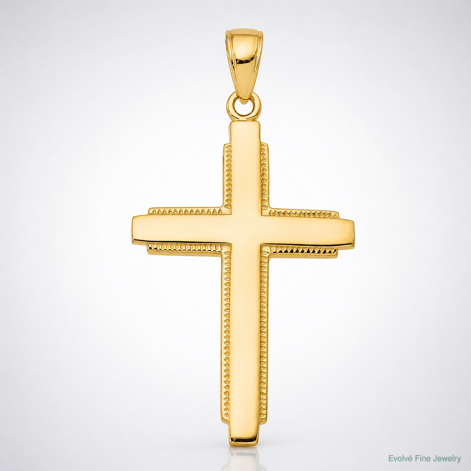 14K Solid Cross Pendant - Lifestyle View