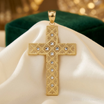 14K w/Rhodium Latin Cross Pendant - Lifestyle View
