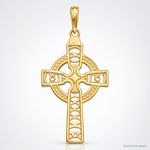 14K Celtic Cross with Eternity Circle Pendant - Lifestyle View
