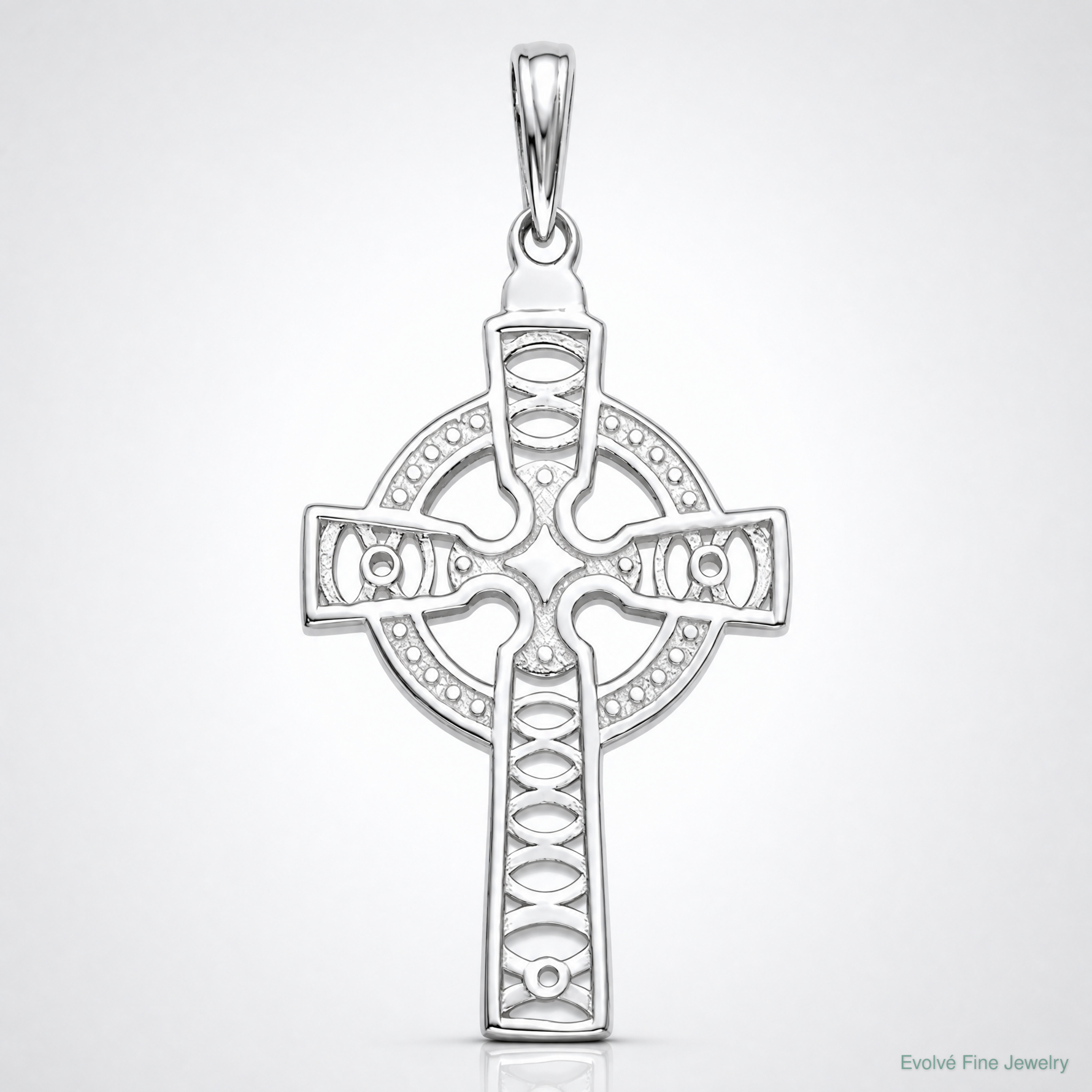 14K White Gold Celtic Cross w/Eternity Circle Pendant - Lifestyle View