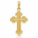 14K Budded Cross Pendant - Lifestyle View