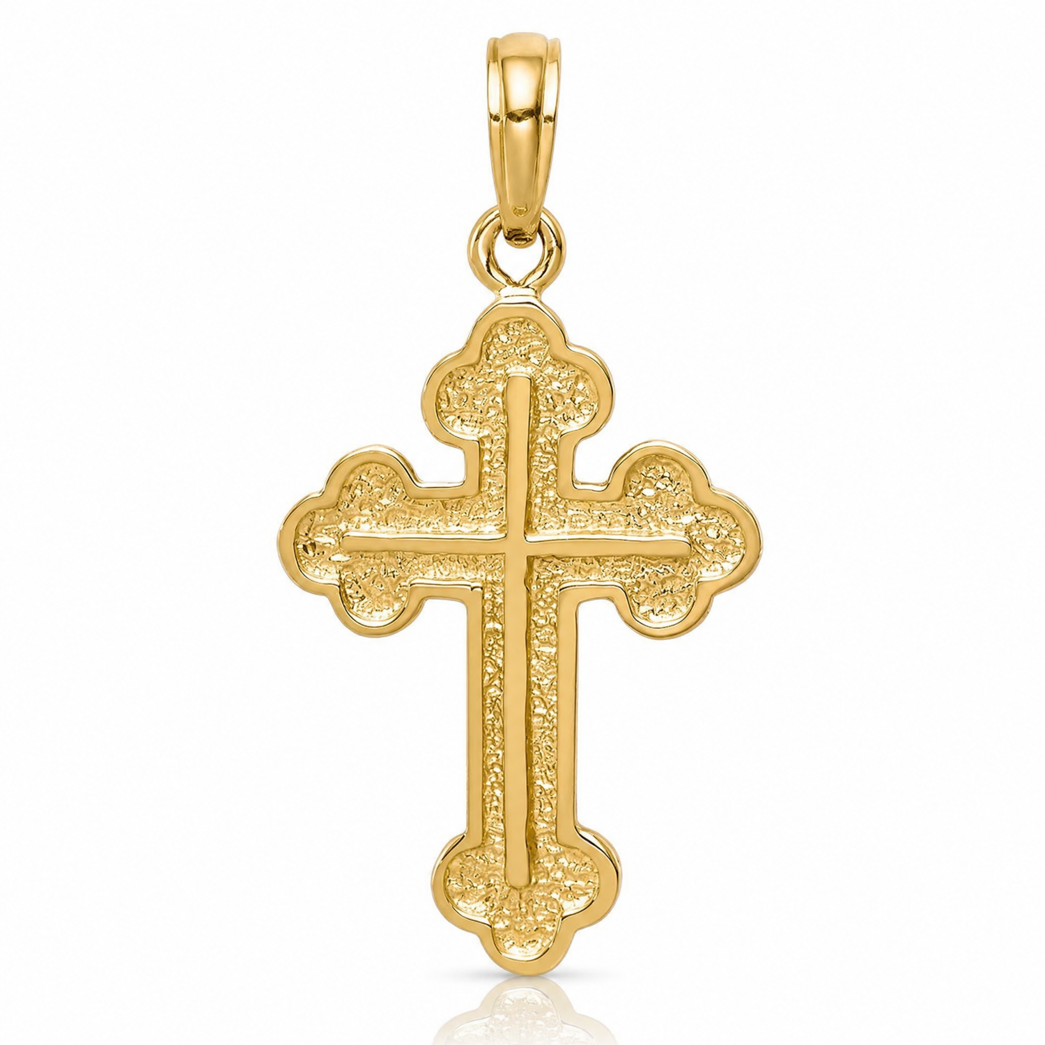 14K Budded Cross Pendant - Lifestyle View