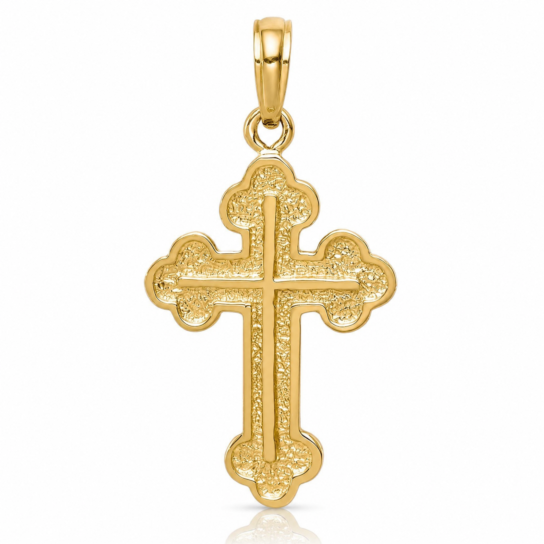 14K Budded Cross Pendant - Lifestyle View