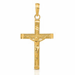 14K Diamond-cut Fancy Tipped Crucifix Pendant - Lifestyle View