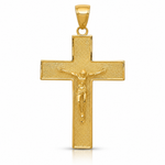 14K Textured Crucifix Latin Cross Pendant - Lifestyle View