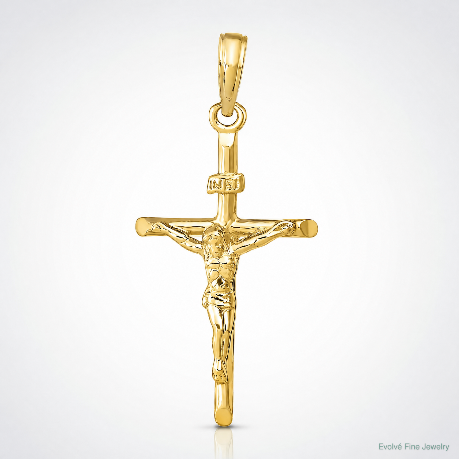 14K Stick Style Crucifix Pendant - Lifestyle View