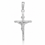 14K White Gold Stick Style Crucifix Pendant - Lifestyle View