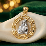 14k w/Rhodium Mother Holding Baby Pendant - Lifestyle View