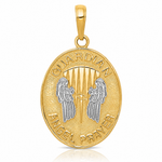 14K W/Rhodium Reversible Guardian Angel Prayer Pendant - Lifestyle View
