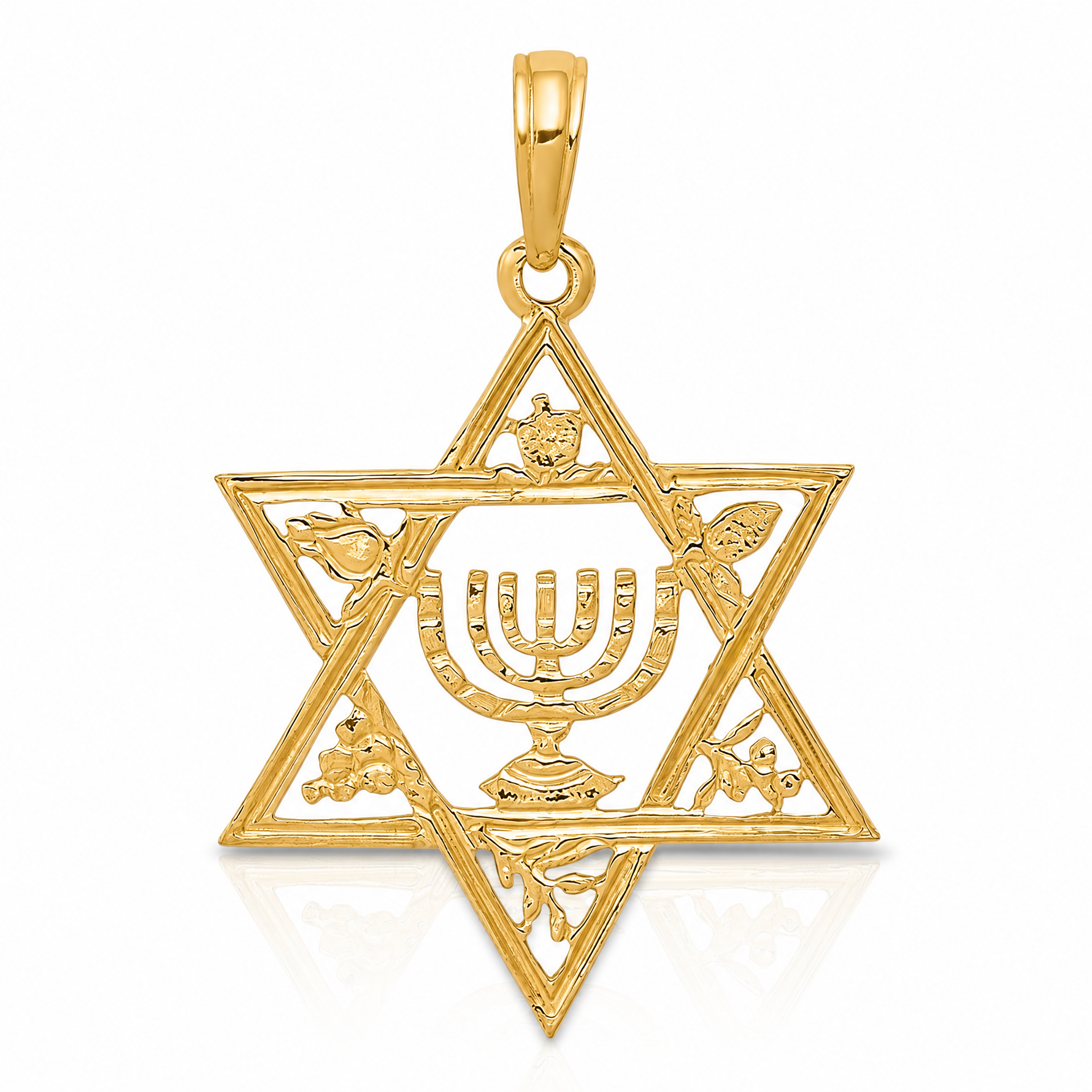 14K Star of David w/Menorah Pendant - Lifestyle View