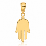 14K Large Solid Hamsa Pendant - Lifestyle View