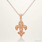 14k Rose Gold Fleur de lis Pendant - Lifestyle View