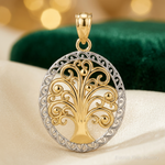 14k w/ Rhodium Tree of Life Pendant - Lifestyle View