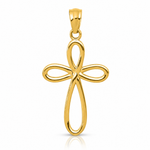 14k Yellow Gold Ribbon Cross Pendant - Lifestyle View