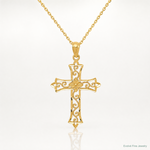 14k Yellow Gold Cross Pendant - Lifestyle View