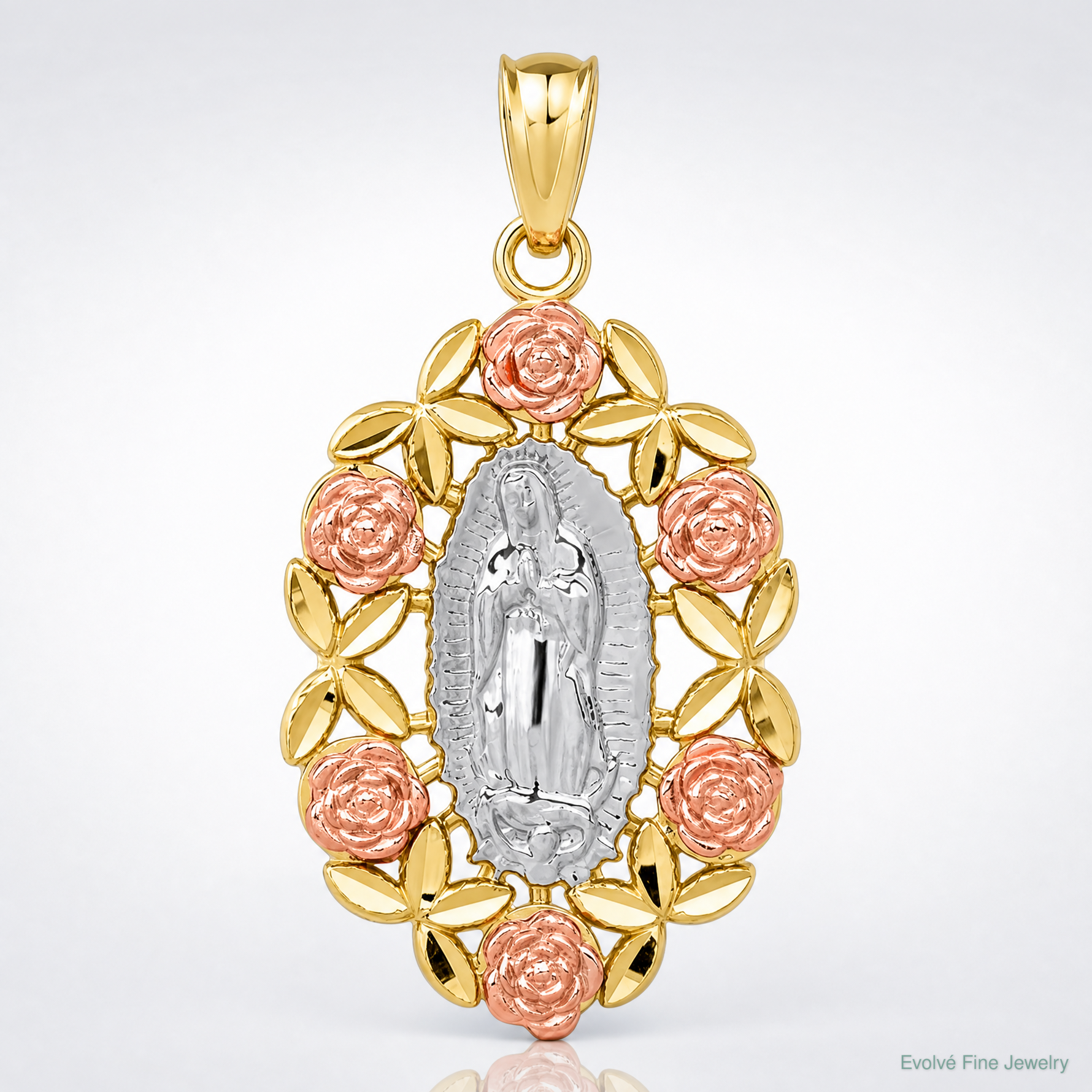 14K Two-Tone w/White Rhodium Guadalupe Pendant - Lifestyle View
