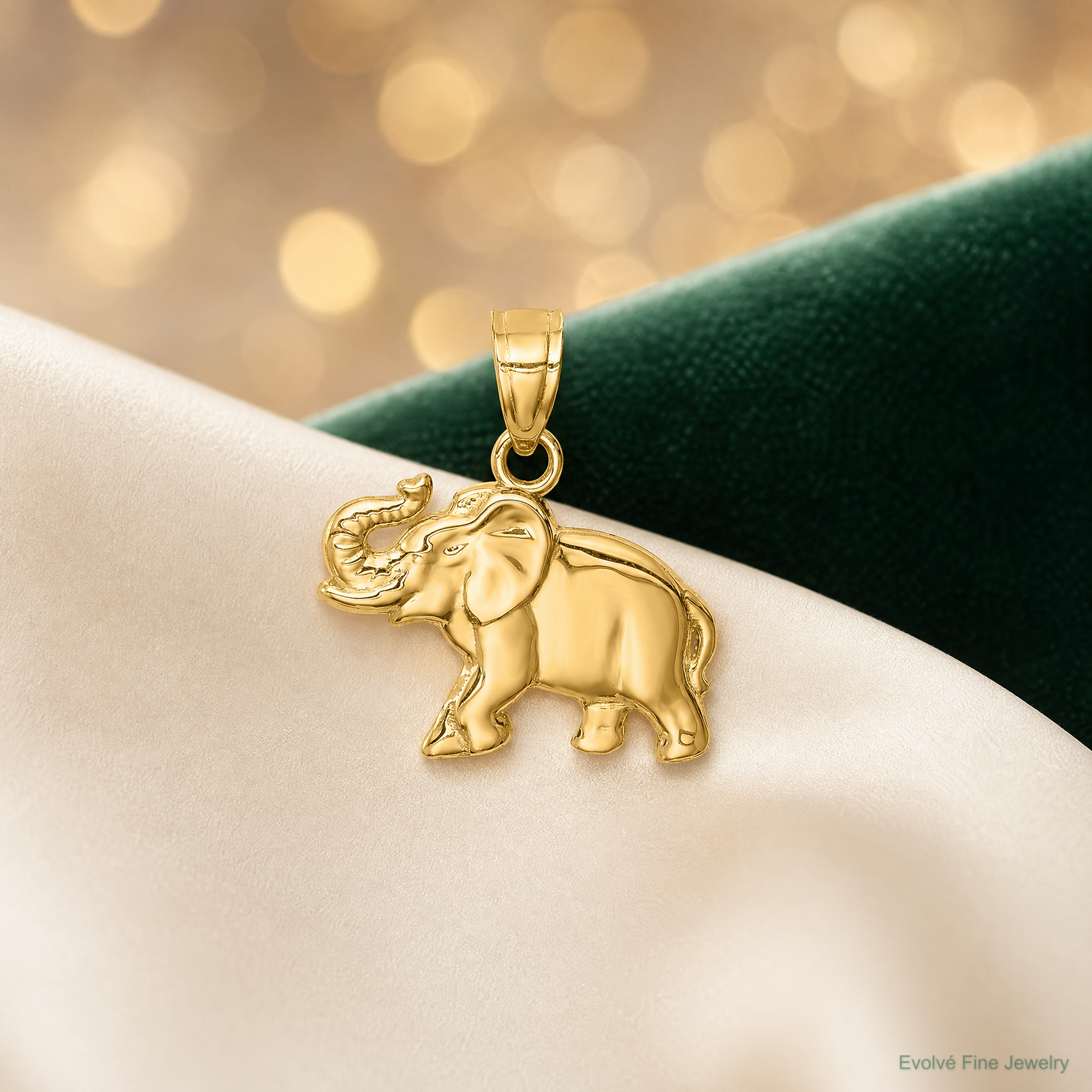 14K Elephant Pendant - Lifestyle View