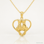 14K Sitting Cats in a Heart Pendant - Lifestyle View