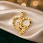 14K Baby Feet in a Heart Pendant - Lifestyle View