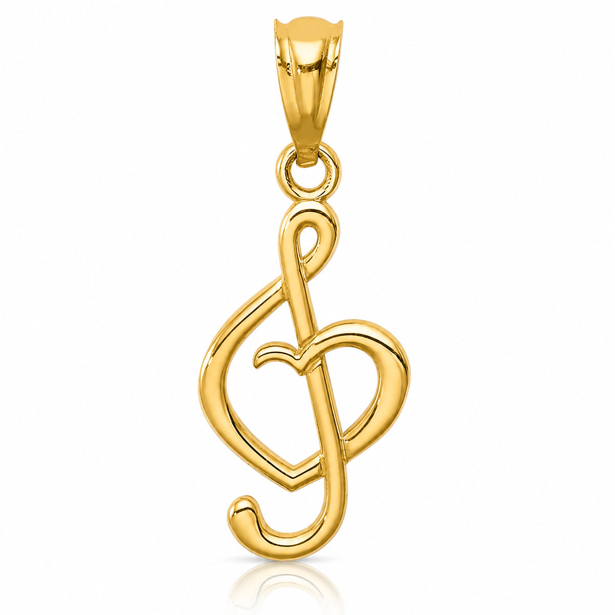 14K Treble Clef With Heart Pendant - Lifestyle View