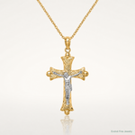 14K Two-Tone Florentine Crucifix - Lifestyle View