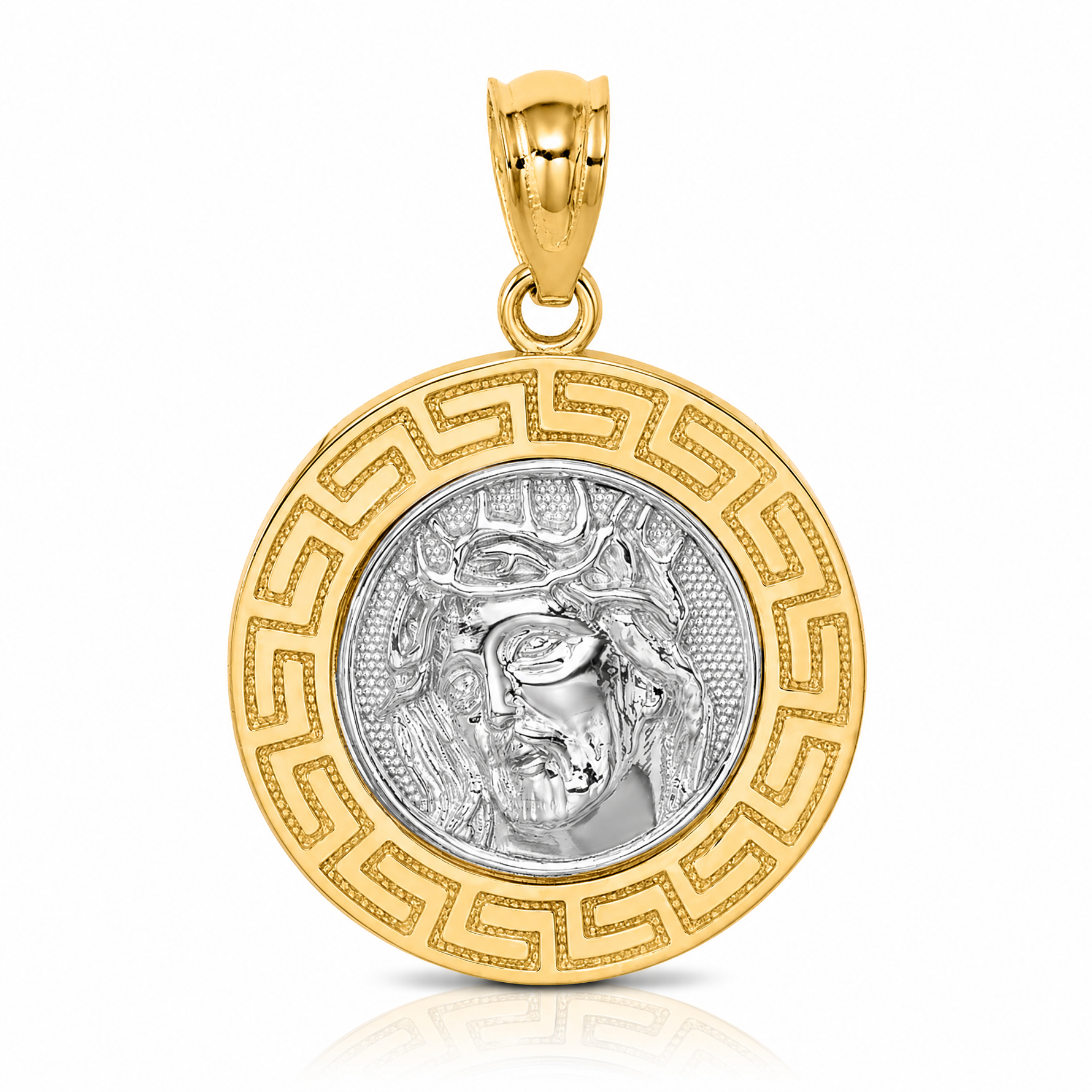 14K w/White Rhodium Jesus Medal - Lifestyle View