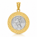 14K w/ Rhodium St. Christopher Medal - Lifestyle View