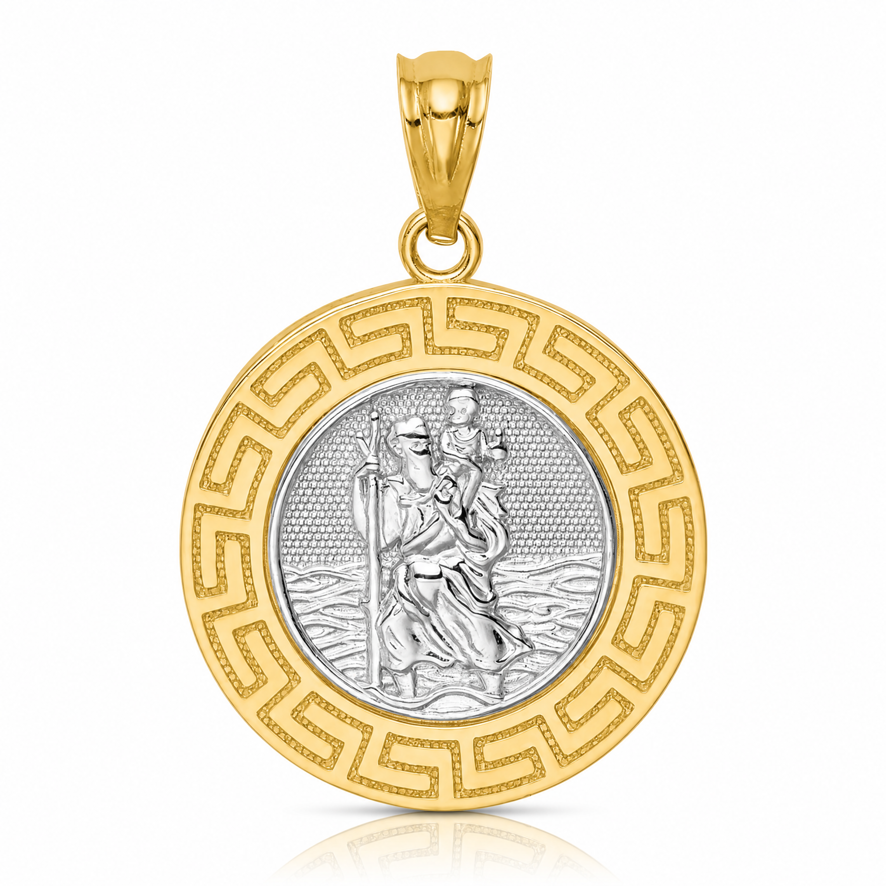 14K w/ Rhodium St. Christopher Medal - Lifestyle View