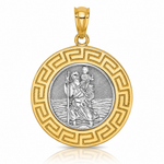 14K w/ Rhodium St. Christopher Medal - Lifestyle View