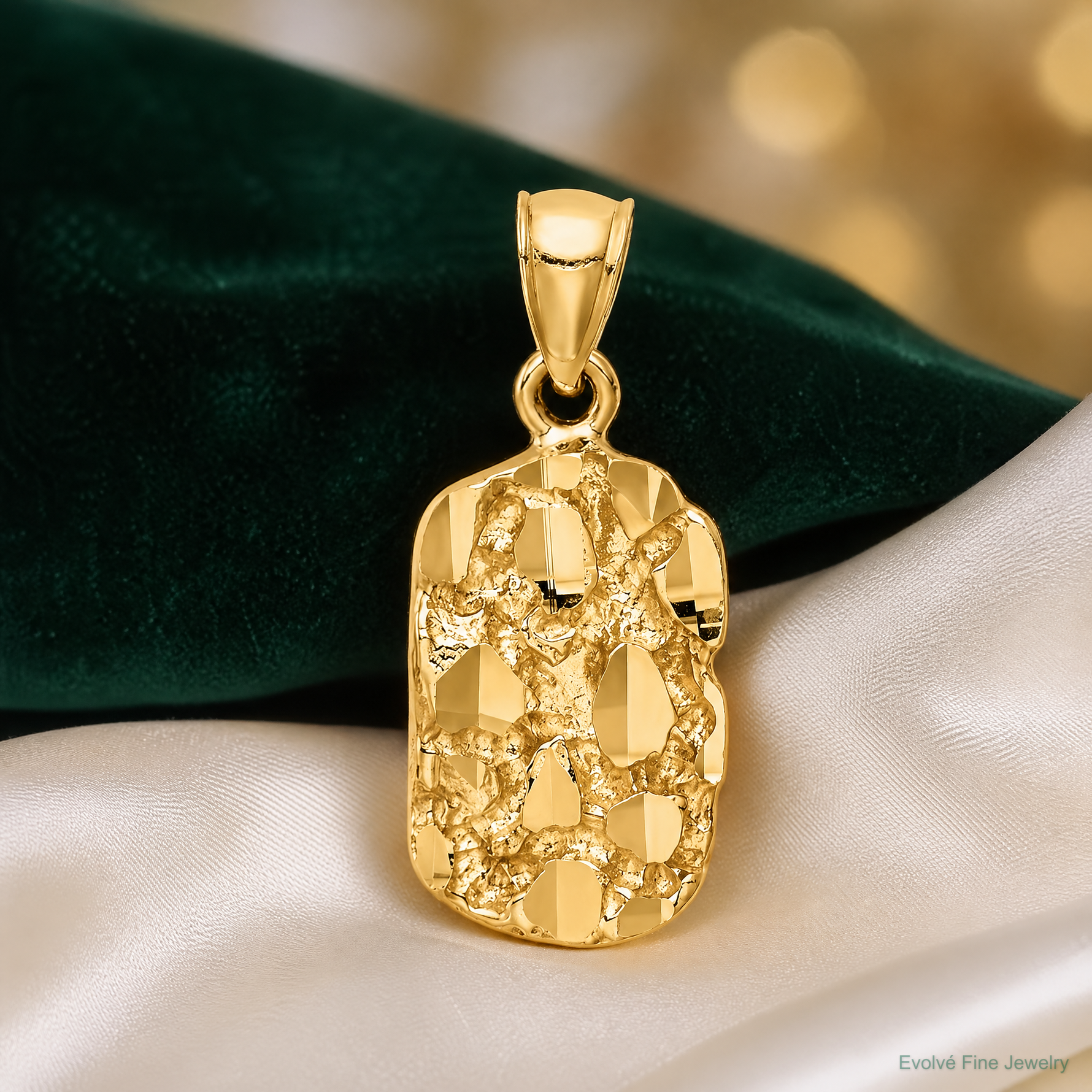 14K Diamond-cut Nugget Pendant - Lifestyle View