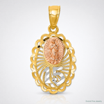14K Two-tone w/White Rhodium Lady of Guadalupe 15 Pendant - Lifestyle View