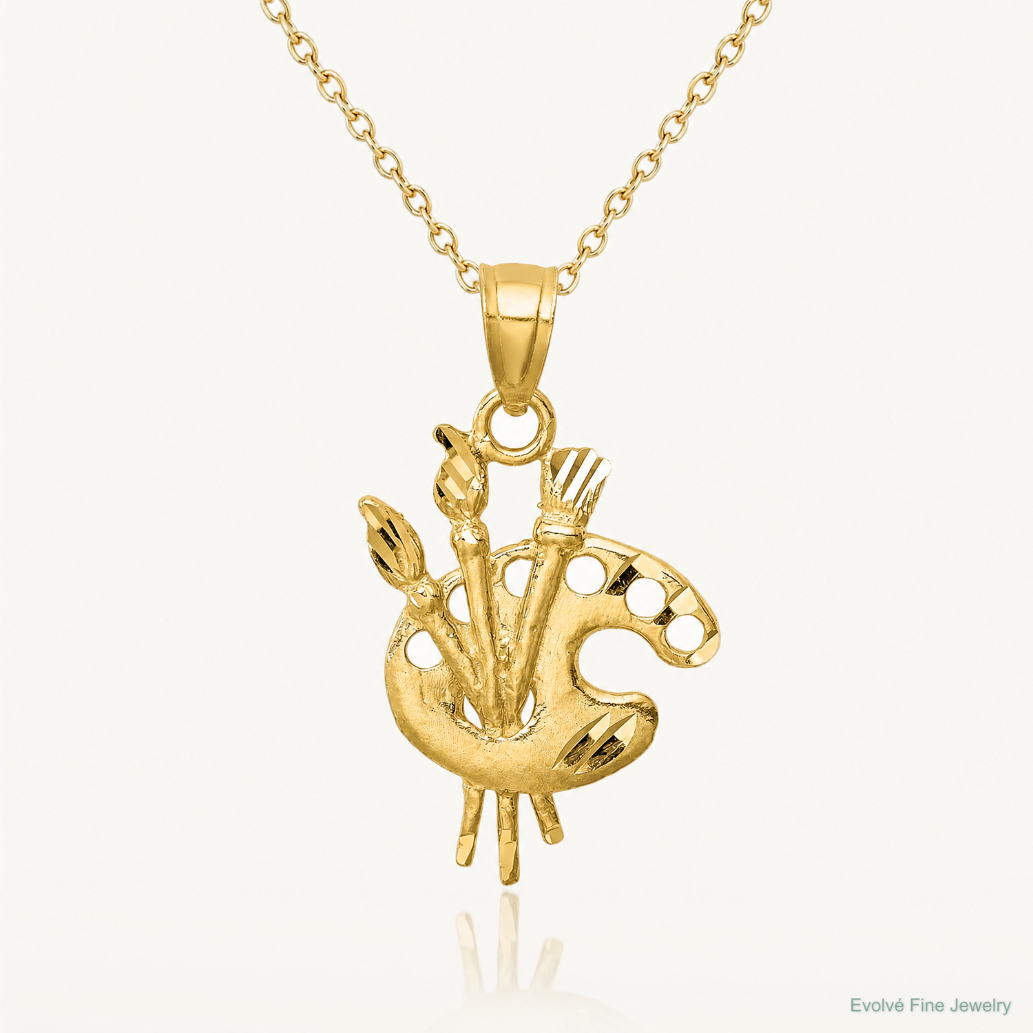 14K D/C Paint Palette Pendant - Lifestyle View